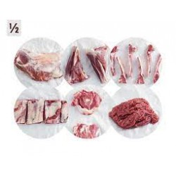 YARIM KUZU İŞLENMİŞ (10 kg)( 2 kg Pirzola,2 kg Kıyma, 3 kg Kuşbaşı, 1,6 kg gerdan,  1,4 kg yemeklik kemik ) Oranlar -+300 gr oynayabiir.